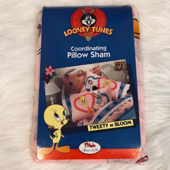 New 90s Looney Tunes Coordinating Pillow Sham “Tweety in Bloom” The Bibb Company - Picture 1 of 4